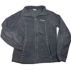 Columbia Womens Fleece Jacket Full Zip Black Size Medium Outdoor Hiking FLAW